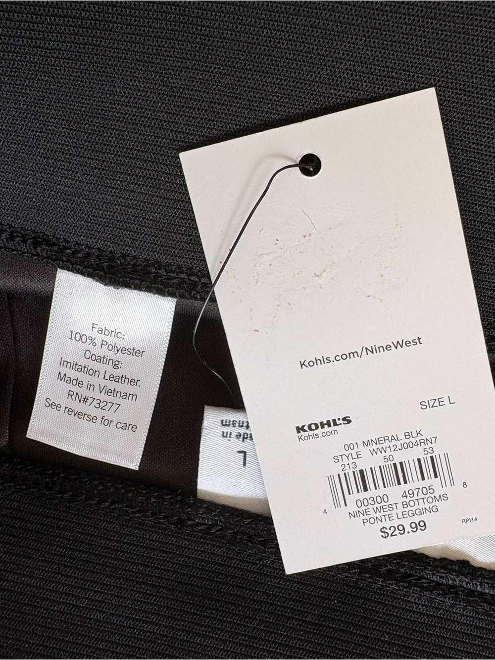 Nine West Black Skinny Ponte Leggings Faux Leather - Picture 4 of 7